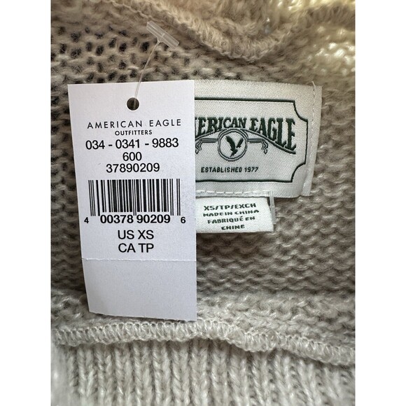 AMERICAN EAGLE Fuzzy Red Ombre Stripe Mock Neck Sweater Women's XS NWT - Picture 7 of 11